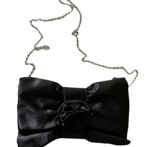 Silky Black Bow Purse with Rosette